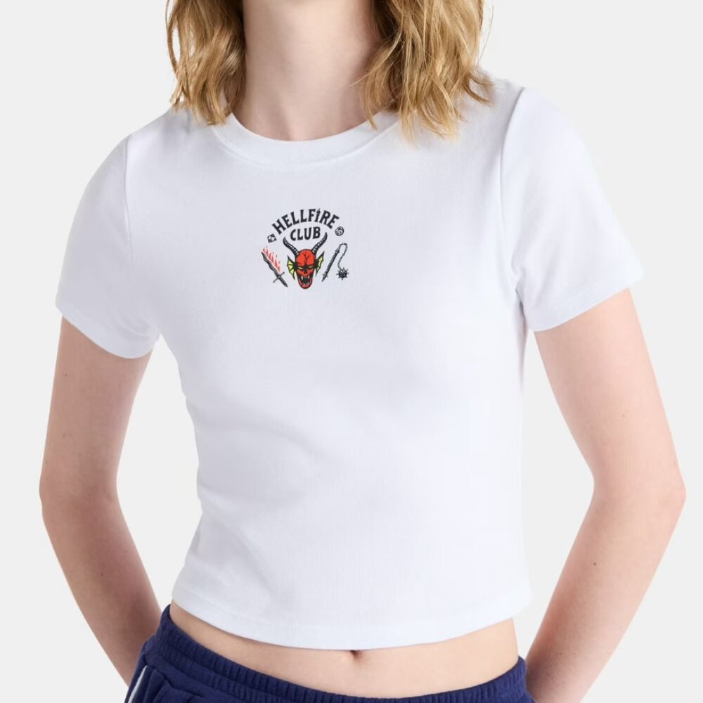 NWT Netflix Stranger Things Cotton Graphic Baby Tee No Boundaries, Women’s Top L